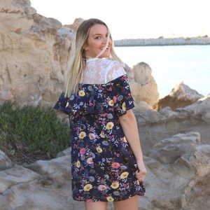 navy floral lace dress
